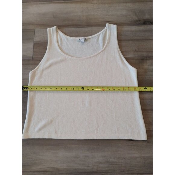 St. John Santana Knit Ivory Crop Length Tank Scoop Neck and Side Slit Top XL - Picture 10 of 12